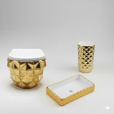 3D Modern Diamond Wall-Hung Toilet Set | Art Bowl, Basin, Toilet